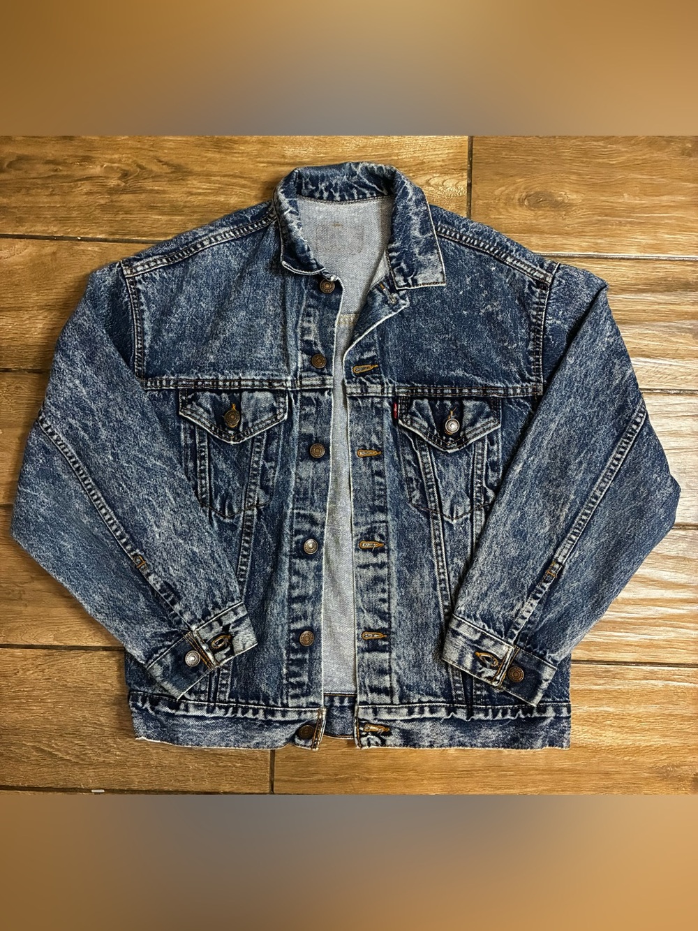 Vintage 80s Levi’s Acid Wash Trucker Denim Jacket Made In USA Large Grunge Retro